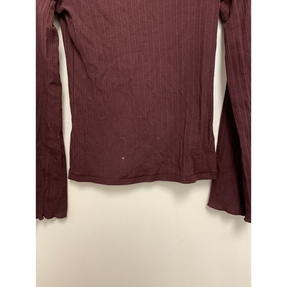 New Madewell Red Ribbed Boatneck Top Size Small - Picture 3 of 4